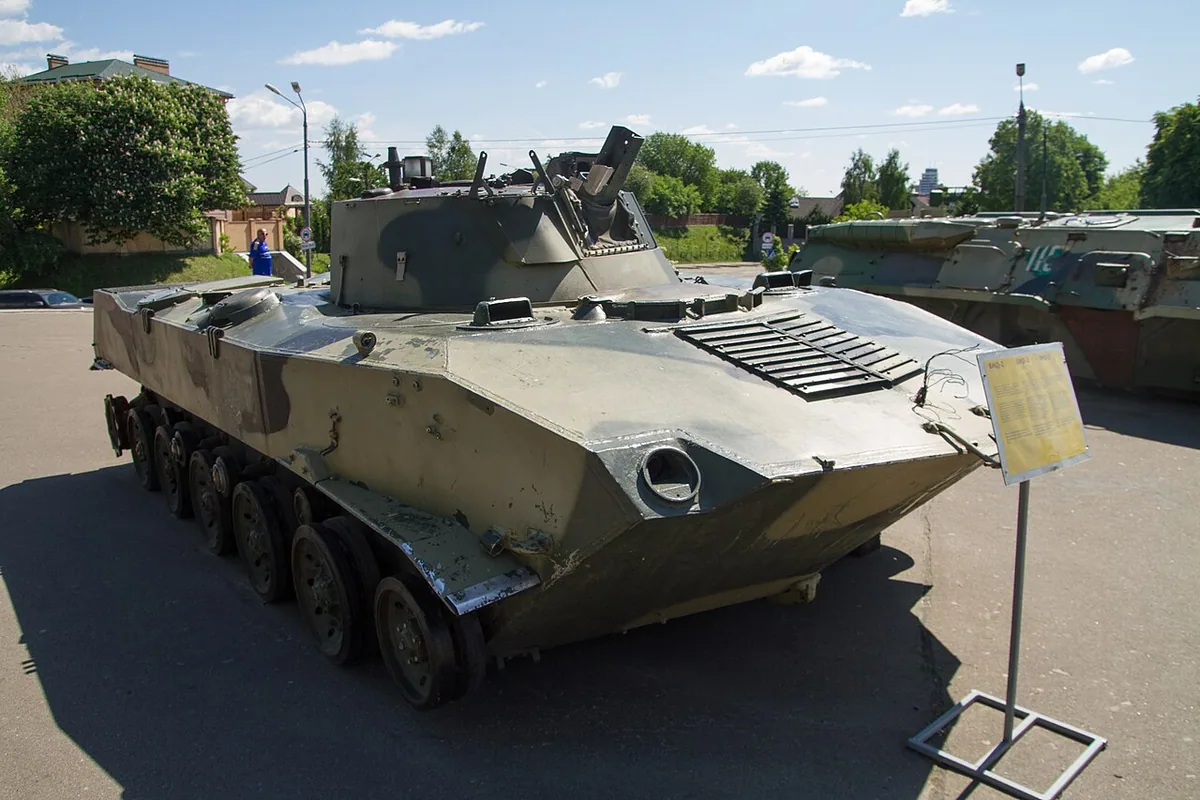 Captured russian BMD-2 vehicle on display in Kyiv